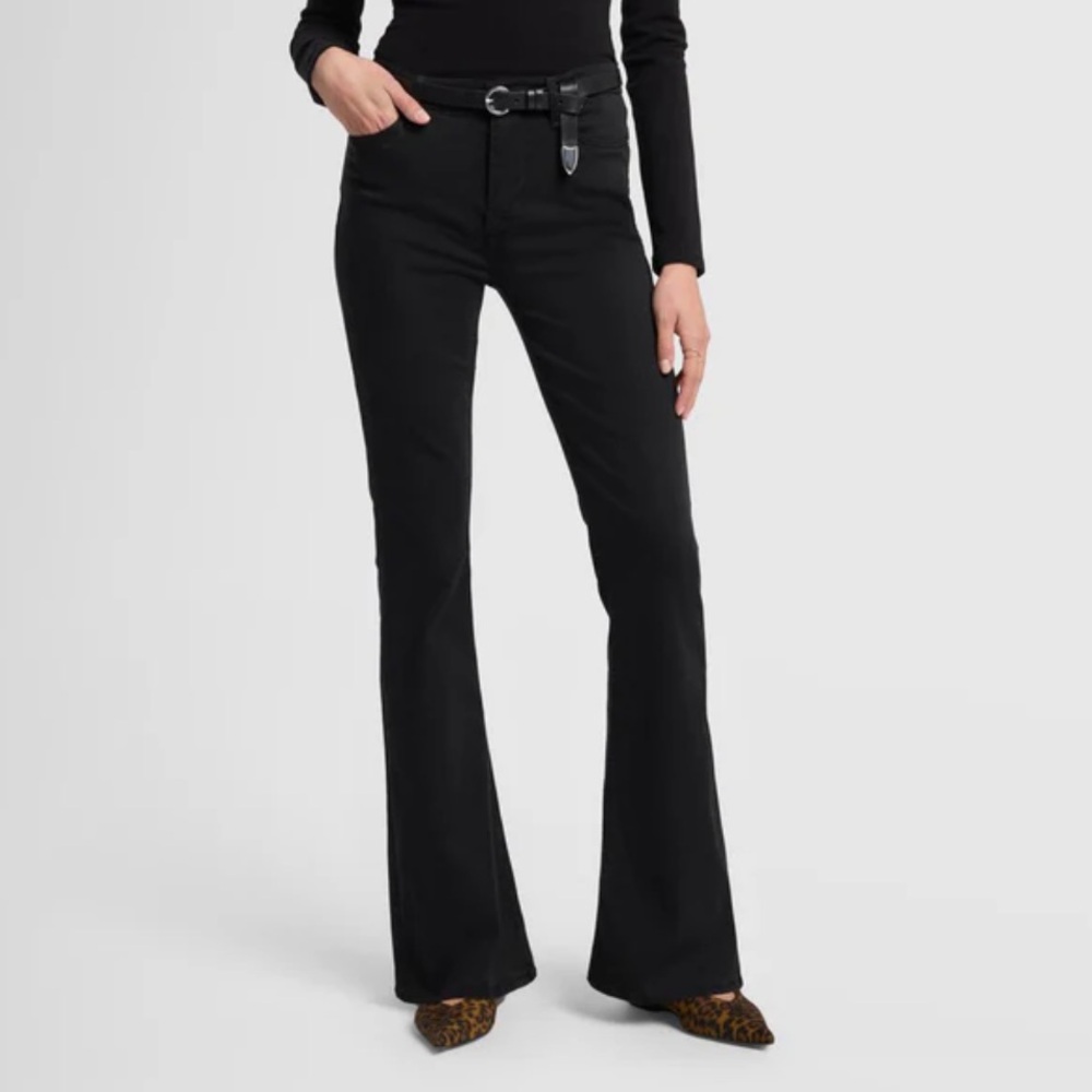 7 For All Mankind Womens SLIM ILLUSION HIGH WAIST ALI Black Flare Jeans Size 31